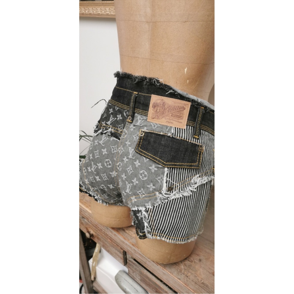 Authentic Louis Vuitton Patchwork Denim Shorts - image 7
